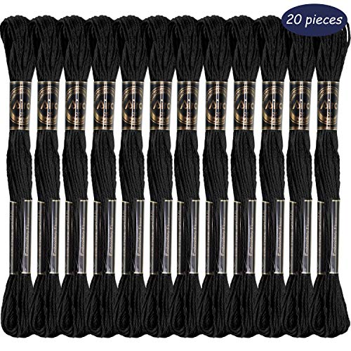 Stickgarn, Schwarz, Kreuzstichgarn, 20 Stück, Schwarz, Nähgarn, Baumwolle, Nähgarn, für Stricken, Stickereien, Nähprojekte Stickgarn, Schwarz, Kreuzstichgarn, 20 Stück, Schwarz, Nähgarn, Baumwolle, Nähgarn, für Stricken, Stickereien, Nähprojekte von Sumind