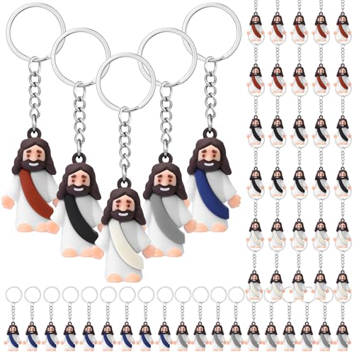 Sumind Jesus-Spielzeug-Figur, christlicher Schlüsselanhänger, Jesus-Puppe, religiöser Schlüsselanhänger, Großpackung, klassische christliche Ringe für Christus (Retro-Farbe, weiße Haut, klassisch), 48 Sumind Jesus-Spielzeug-Figur, christlicher Schlüsselanhänger, Jesus-Puppe, religiöser Schlüsselanhänger, Großpackung, klassische christliche Ringe für Christus (Retro-Farbe, weiße Haut, klassisch), 48 von Sumind
