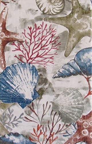 Tischdecke, Seestern, Korallen und Seetang-Collage, Vinyl-Flanellrückseite (132,1 x 228,6 cm, rechteckig) von Summer Fun