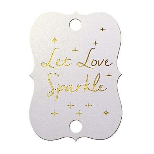 summer-ray 50 Shimmer Weiß Gold Folie Hot Stamping Little Violine Hochzeit Wunderkerze Tags Let Love Sparkle von Summer-Ray.com