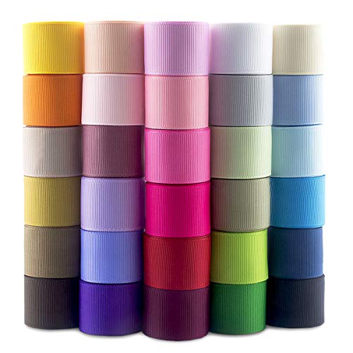 Summer-Ray 54,8 Meter Grosgrain-Band – 25mm Breite – 30 Farben, je 1,83 Meter – Polyester, farbecht & maschinenwaschbar – Ideal für Basteln, Nähen & Haarschmuck von Summer-Ray.com
