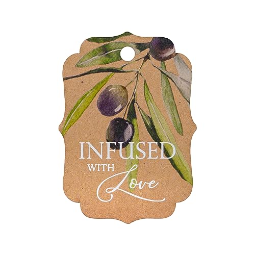 Summer-Ray Wasserfarben-Olivenzweige mit Liebe, Geschenkanhänger, Olive, unsere Liebe und Danke, griechische Hochzeit (Kraftbraun, kleine Violine), 50 Stück von Summer-Ray.com