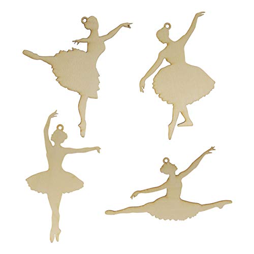 Summer-Ray Holz-Silhouetten-Ballerina, in 4 Posen, 10,2 cm, 20 Stück von Summer-Ray.com