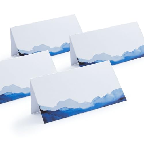 Summer-Ray Tischkarten für Hochzeit, Tischkarte, Escortkarte, marineblau, Aquarell, 48 Stück (einseitig) von Summer-Ray.com