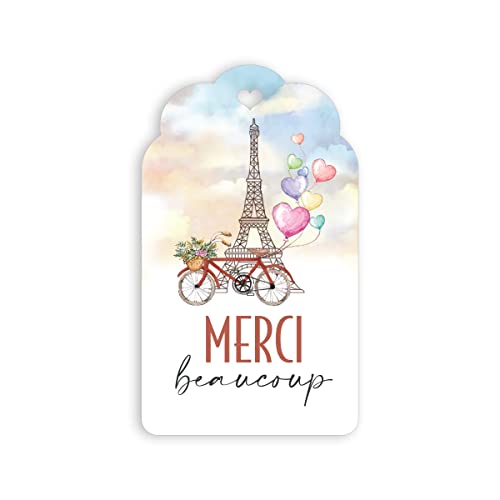 Summer-Ray Merci Beaucou, Geschenkanhänger, für Hochzeiten, Frankreich, Paris, Dankeschön, Weiß, 50 Stück von Summer-Ray