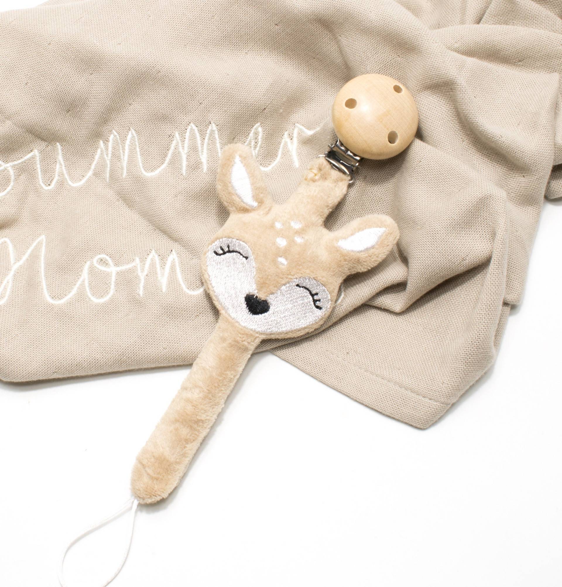 Schnullerkette Reh Schnullerband, Nuckelkette, Schnullerhalter Mädchen, Junge , Geschenk Taufe Schnullerkette Reh Schnullerband, Nuckelkette, Schnullerhalter Mädchen, Junge , Geschenk Taufe von SummerUndMommy