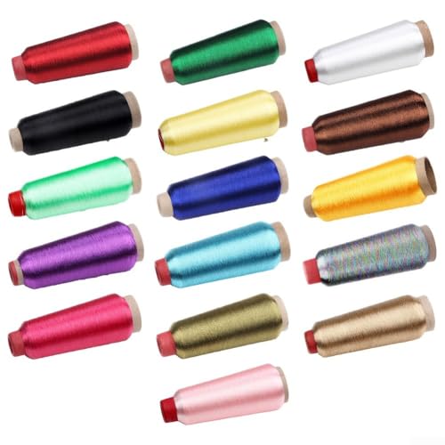 Computer-Stickgarn, Spulen, ideal für Kreuzstiche, langlebige 3600-m-Rollen aus Polyester-Material (goldfarben) von Sumsoctober
