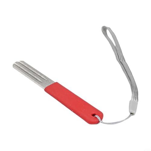 Fischhakenschärfer, Schlüsselanhänger-Werkzeug für Outdoor-Angeln und Camping, mit Metallkonstruktion und glatten Kanten, Rot Fischhakenschärfer, Schlüsselanhänger-Werkzeug für Outdoor-Angeln und Camping, mit Metallkonstruktion und glatten Kanten, Rot von Sumsoctober