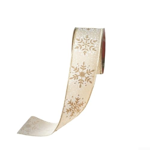 Sumsoctober Drahtgebundenes Samtband mit Glitzer und Weihnachtsschrift zum Dekorieren von Bäumen, Kränzen und Girlanden während der Weihnachtszeit, 9,1 m (gebrochenes Weiß) von Sumsoctober