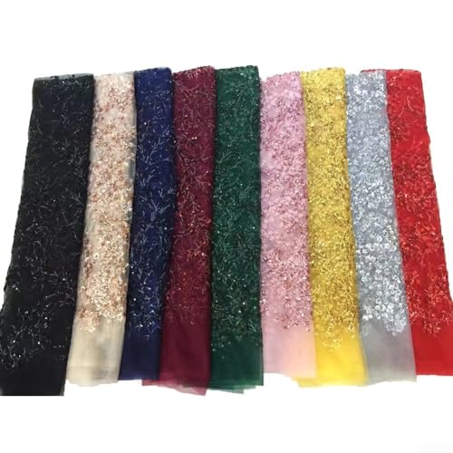 Sumsoctober Premium Pailletten-Netz-Spitzenstoff, bestickte Netz-Spitze für Kleidung, Zubehör, Schleier, Kleid, Vorhang, Zuhause, Weihnachtsdekoration, 91 x 125 cm (grau) von Sumsoctober