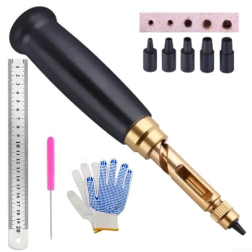 Verstellbarer japanischer Schraubenstanzer mit 6 Spitzengrößen von 1 5 mm bis 4 mm, für Leder, Papier, Gummi, Kunststoff, Fasern, Filzbasteln, mit Aufbewahrungsbox, Lineal und Nadel Verstellbarer japanischer Schraubenstanzer mit 6 Spitzengrößen von 1 5 mm bis 4 mm, für Leder, Papier, Gummi, Kunststoff, Fasern, Filzbasteln, mit Aufbewahrungsbox, Lineal und Nadel von Sumsoctober