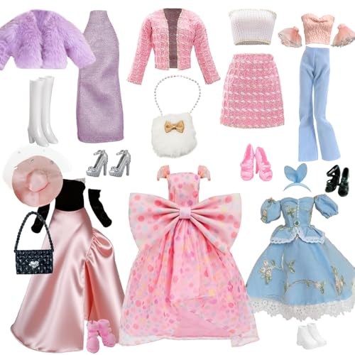 20 Fashion Kleidung für Puppen, Enthält Puppen Bendkleider, Rockanzug, Chic Anzüge, Hosenanzug, Hut, Schuhe, Taschen, Zubehör für 11.5 Zoll Mädchen Puppen, Geburtstagsgeschenk Mädchen von Sumtoco