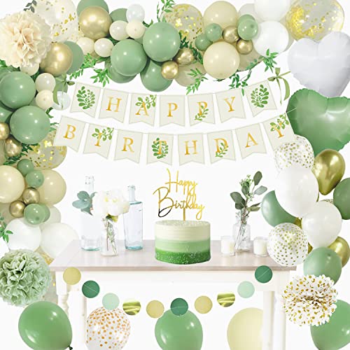 Geburtstagsdeko Grün Gold,Deko Geburtstag Mädchen,Dschungel Kindergeburtstag Deko mit Happy Birthday Banner Ballon Girlande Pompons Grün für Junge Frauen Geburtstag Party Deko Geburtstagsdeko Grün Gold,Deko Geburtstag Mädchen,Dschungel Kindergeburtstag Deko mit Happy Birthday Banner Ballon Girlande Pompons Grün für Junge Frauen Geburtstag Party Deko von Sumtoco