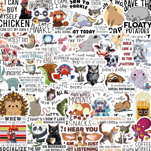 50 Stück Aufkleber wasserfeste Vintage Vinyl Stickers Sticker für Stamm Wasserflaschen Scrapbooking Laptops Handyhüllen Teenager-Mädchen Animal Words von Sun Awesome