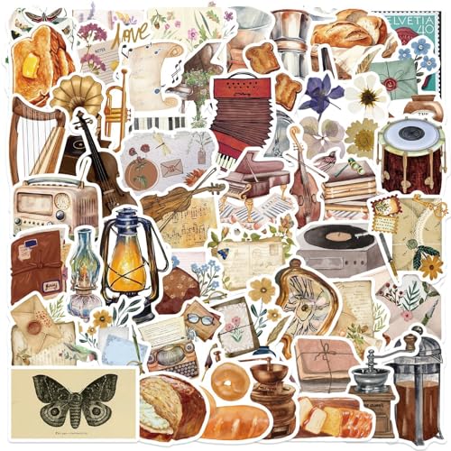 50 Stück Aufkleber wasserfeste Vintage Vinyl Stickers Sticker für Stamm Wasserflaschen Scrapbooking Laptops Handyhüllen Teenager-Mädchen Times Love von Sun Awesome