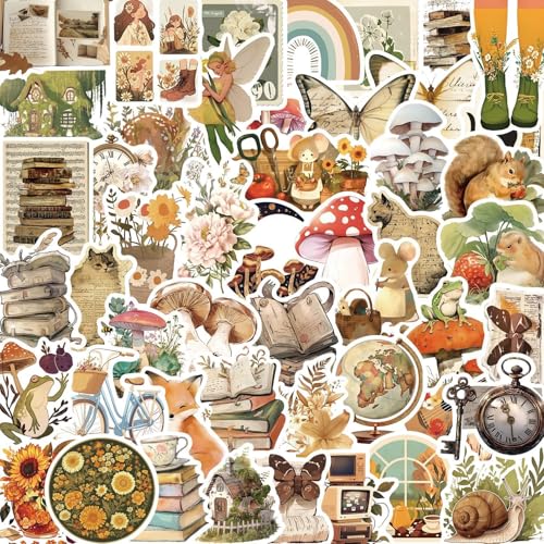 50 Stück Aufkleber wasserfeste Vintage Vinyl Stickers Sticker für Stamm Wasserflaschen Scrapbooking Laptops Handyhüllen Teenager-Mädchen retral Animals von Sun Awesome