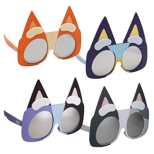 Sun-Staches Bluey Sonnenbrille, 4 Stück, zum Verkleiden, für Motto-Partys, Fotoaufnahmen, inklusive Blau, Bingo, Muffins und Socken, Einheitsgröße für die meisten Kinder Sun-Staches Bluey Sonnenbrille, 4 Stück, zum Verkleiden, für Motto-Partys, Fotoaufnahmen, inklusive Blau, Bingo, Muffins und Socken, Einheitsgröße für die meisten Kinder von Sun-Staches