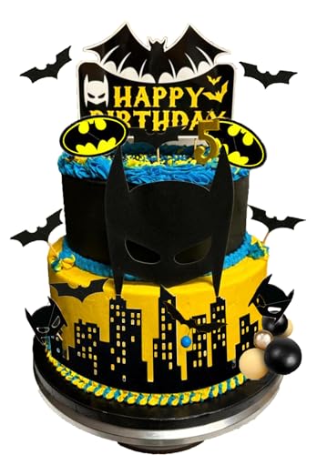 SunAurora 23 Stück Superhero Kuchen Tortendeko, Fledermaus Themen Kuchen Deko, Bat Cake Decor für Jungen und Mädchen Geburtstagsparty,Superhero Party, Halloween Party Dekoration von SunAurora
