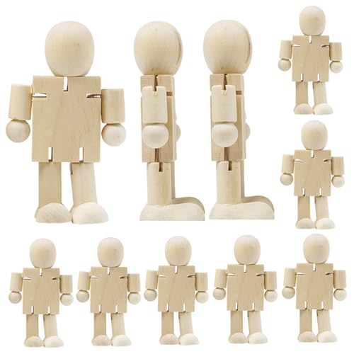 Holzroboter, 10 Stück, 10 x 7, 6 cm, bewegliche Holzfiguren mit beweglichem Gelenk, DIY-freundliches unbehandeltes Holzspielzeug für Kinder zum Bemalen, Holzspielzeug, DIY-Bastelbedarf, Holzspielz Holzroboter, 10 Stück, 10 x 7, 6 cm, bewegliche Holzfiguren mit beweglichem Gelenk, DIY-freundliches unbehandeltes Holzspielzeug für Kinder zum Bemalen, Holzspielzeug, DIY-Bastelbedarf, Holzspielz von SunaOmni
