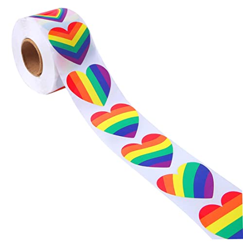 Regenbogen-Aufkleberrolle, herzförmige Gay-Pride-Aufkleber für Party-Dekoration, LGBT-Gruppenaktivitäten, 2, 5 cm große Regenbogen-Aufkleber, Valentinstag-, herzförmige Regenbogen-Aufkleberrolle, herzförmige Gay-Pride-Aufkleber für Party-Dekoration, LGBT-Gruppenaktivitäten, 2, 5 cm große Regenbogen-Aufkleber, Valentinstag-, herzförmige von SunaOmni