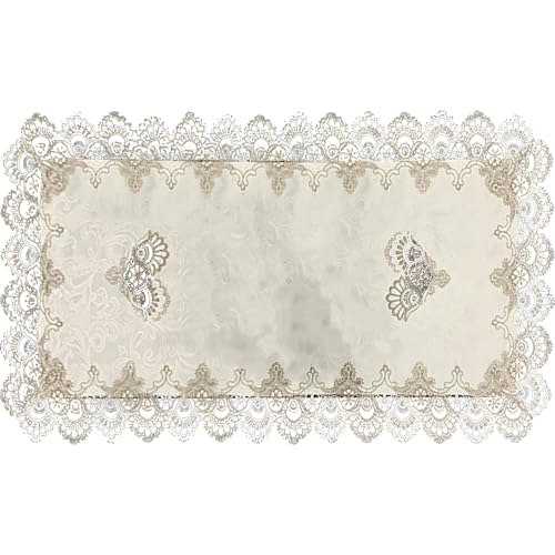 Spitze-Tischdecke, 50,8 x 101,6 cm, quadratische Tischdecke, ausgehöhlte Blumenstickerei, kleine Tischdecke, staubdicht und waschbar, Tischdecke für Hochzeit, Party, Zuhause, quadratische Tischdecke, Spitze-Tischdecke, 50,8 x 101,6 cm, quadratische Tischdecke, ausgehöhlte Blumenstickerei, kleine Tischdecke, staubdicht und waschbar, Tischdecke für Hochzeit, Party, Zuhause, quadratische Tischdecke, von SunaOmni