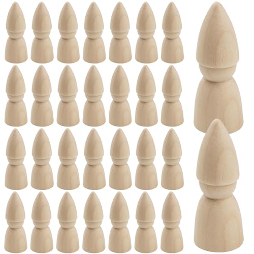 Steckpuppen, 30 Stück, 7, 6 cm, natürliche Holzsteckpuppen, unlackierte Holzstifte, Puppenkörper, kreative Steckfiguren für Kinder, DIY-Kunsthandwerk, Malen, Steckspiel, Heim- und Partydekor, Stec von SunaOmni