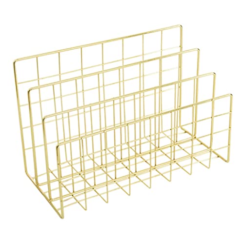 Schreibtisch-Briefablage-Organizer 3-Grid-Papierablage Briefordner-Organizer Metall-BüCherregal Goldene Briefablagen Stapelbare AufbewahrungsfäCher Aus Metall von SunaOmni