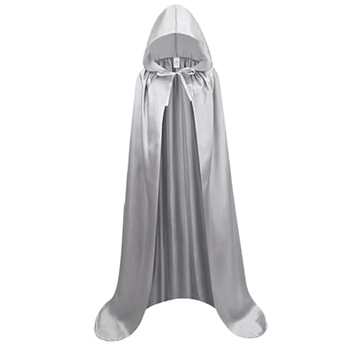Umhang mit Kapuze, 47 Zoll, Satinstoff für Zaubererumhang für Kinder im mittelalterlichen Stil, Sensenmann-Kostüm für Halloween-Party, Cosplay, Maskenball, heidnische Feier, Therian-Zeug, pelzige Umhang mit Kapuze, 47 Zoll, Satinstoff für Zaubererumhang für Kinder im mittelalterlichen Stil, Sensenmann-Kostüm für Halloween-Party, Cosplay, Maskenball, heidnische Feier, Therian-Zeug, pelzige von SunaOmni