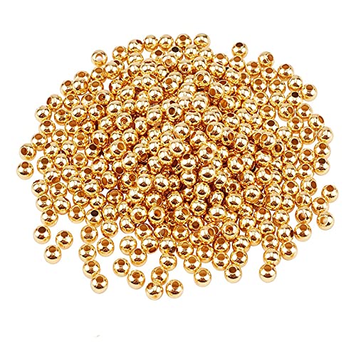 200 Pcs Metallperlen Gold, Gold Spacer Beads, Spacer Perlen Gold, Perlen Golden Klein mit Loch für Halskette Armband Ohrring Schmuckherstellung Bastelbedarf, 1mm Loch(Golden) von Sunbbingsp