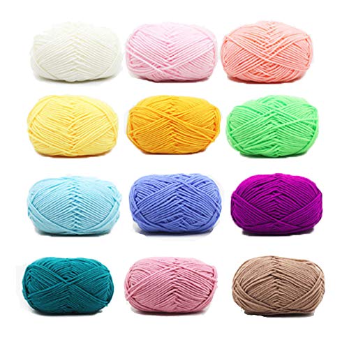 Sunbbingsp Baumwollgarn, 12 Stück Häkelgarn, Wolle zum Stricken, Baumwolle, zum Häkeln, Stricken und Häkeln Sunbbingsp Baumwollgarn, 12 Stück Häkelgarn, Wolle zum Stricken, Baumwolle, zum Häkeln, Stricken und Häkeln von Sunbbingsp