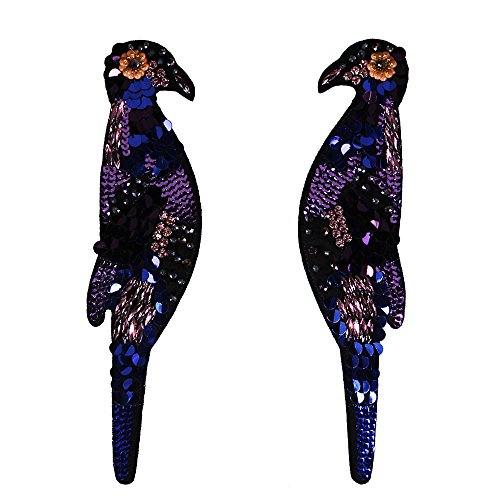 1 Paar Vögel mit Pailletten, Stickerei-Aufnäher, Perlen-Motiv, zum Aufnähen, Scrapbooking, Kleidung, Docarated Sewing von Sunbe Shine