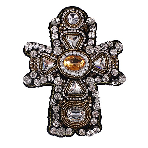 1 x handgefertigt Perlen Kristall Herz Strass Design Patches Sew auf Badge Aufnäher Kleidung verziert Näh Zubehör C von Sunbe Shine