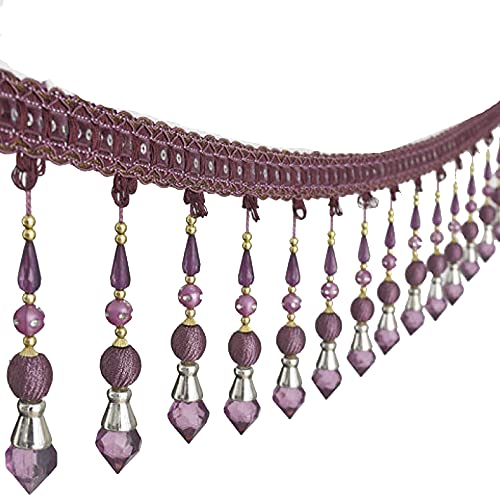 Sunbe Shines Perlen-Fransenborte, lange Perlen, Quasten-Vorhang, Besatz für Abdeckung, dekorativ, 3 m (lila) von Sunbe Shines