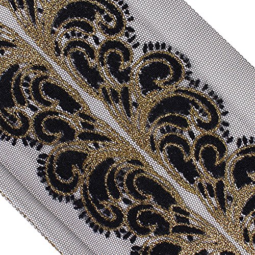 Spitzenband mit schwarzen Perlen und goldfarbenen Pailletten, Applikation, Scrapbooking, Verzierung, Trimmband für Kleidung, 4,5 m von Sunbe shine
