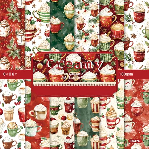 24 Blatt 15,2 x 15,2 cm Weihnachts-Scrapbook-Papier, niedliches Muster, einseitiger Karton für selbstgemachte Kartenherstellung, dekoratives Papier (R2474) von Sunch Craft