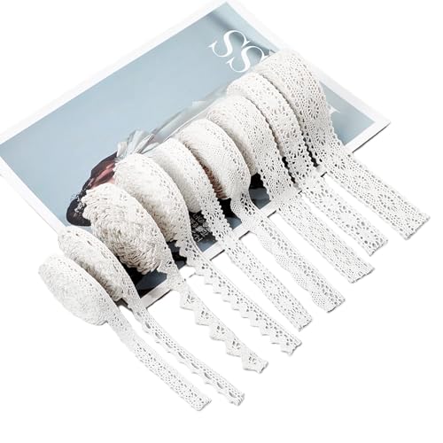 45,7 m Spitzenborte Nähen Häkeln Vintage Spitzenband 9 Stile sortierte Rolle für DIY Scrapbooking Dollies Hochzeit Handwerk (weiß) von Sunch Craft