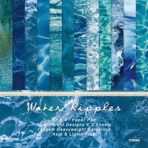 Sunch Craft 24 Blatt 15,2 x 15,2 cm Sea Wave Sky Scrapbook Papier blau Themed einseitiger Karton für Scrapbooking Journal (Wasserwellen) von Sunch Craft