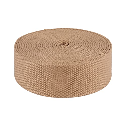 Suncoolla 5 m Leinen-Baumwoll-Gurtband, einfarbig, 25/38/50 mm (Beige, 25 mm) von Suncoolla