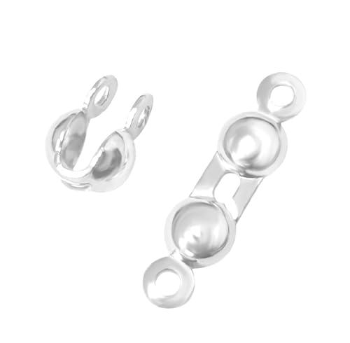 SundayZaZa 10 Stück weißvergoldete Clamshell-Endkappen aus 925er Sterlingsilber – offene Perlenspitzen, Knotenabdeckung, doppelt geschlossene Schlaufen für die Schmuckherstellung SundayZaZa 10 Stück weißvergoldete Clamshell-Endkappen aus 925er Sterlingsilber – offene Perlenspitzen, Knotenabdeckung, doppelt geschlossene Schlaufen für die Schmuckherstellung von SundayZaZa