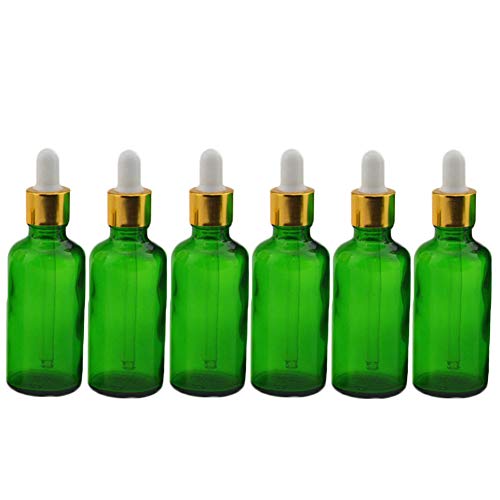 Suneast 5 Stück Tropfflasche aus Glas Kleine Aromatherapie Glasflaschen Leere Nachfüllbare Ätherisches Öl Pipettenflasche mit Glas Pipette für Duftöl Probe, Parfüm, Kosmetik - Grün (100ml) von Suneast