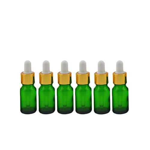 Suneast 5 Stück Tropfflasche aus Glas Kleine Aromatherapie Glasflaschen Leere Nachfüllbare Ätherisches Öl Pipettenflasche mit Glas Pipette für Duftöl Probe, Parfüm, Kosmetik - Grün (15ml) von Suneast