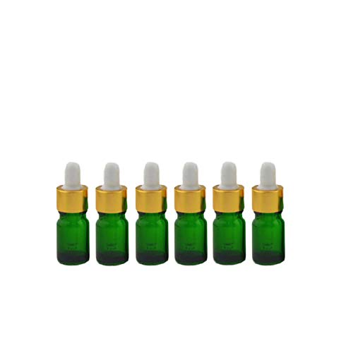 Suneast 5 Stück Tropfflasche aus Glas Kleine Aromatherapie Glasflaschen Leere Nachfüllbare Ätherisches Öl Pipettenflasche mit Glas Pipette für Duftöl Probe, Parfüm, Kosmetik - Grün (5ml) von Suneast
