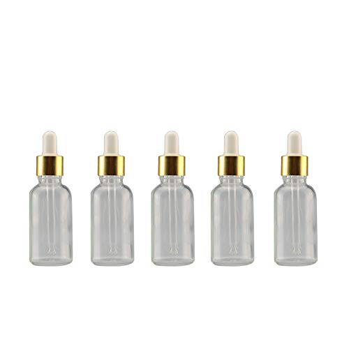 Suneast 5 Stück Tropfflasche aus Glas Kleine Aromatherapie Glasflaschen Leere Nachfüllbare Ätherisches Öl Pipettenflasche mit Glas Pipette für Duftöl Probe, Parfüm, Kosmetik - Klar (20ml) von Suneast