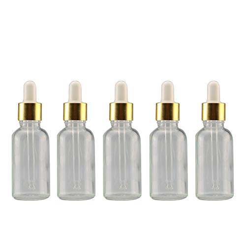 Suneast 5 Stück Tropfflasche aus Glas Kleine Aromatherapie Glasflaschen Leere Nachfüllbare Ätherisches Öl Pipettenflasche mit Glas Pipette für Duftöl Probe, Parfüm, Kosmetik - Klar (50ml) von Suneast