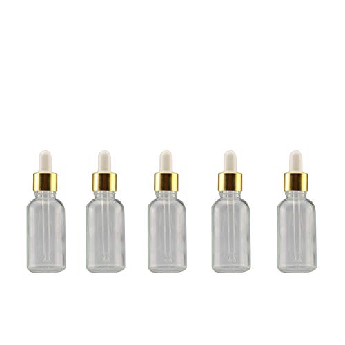 Suneast 5 Stück Tropfflasche aus Glas Kleine Aromatherapie Glasflaschen Leere Nachfüllbare Ätherisches Öl Pipettenflasche mit Glas Pipette für Duftöl Probe, Parfüm, Kosmetik - Klar (5ml) von Suneast
