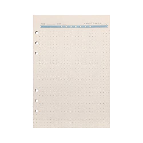 Nachfüllpapier für A5 21cm / A6 17cm 6 Löcher Cover Rund Ringbuch Ordner Aktenordner (Blue Dotted Pages, A5) von Suneke