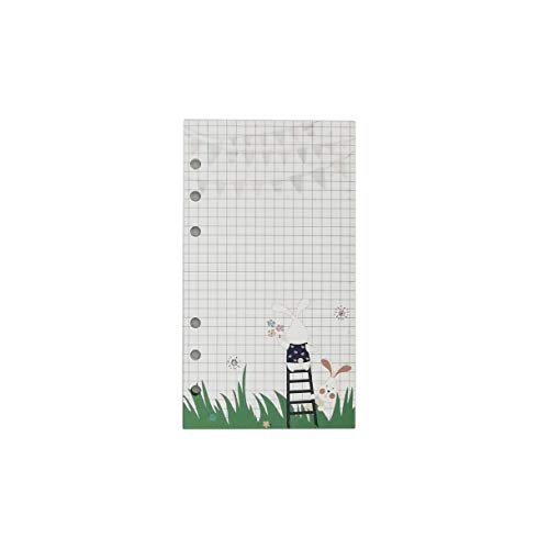 Nachfüllpapier für A5 21cm / A6 17cm 6 Löcher Cover Rund Ringbuch Ordner Aktenordner (Rabbit Grid, A6) von Suneke