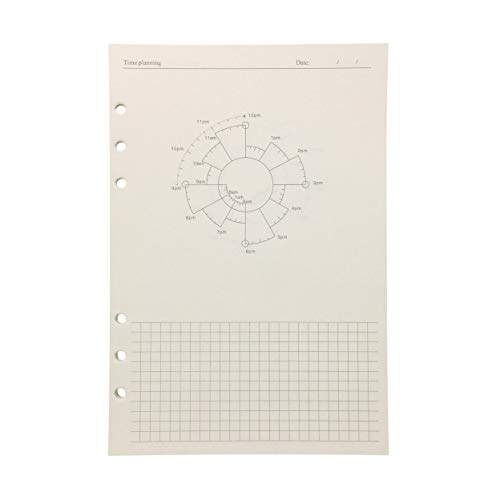 Nachfüllpapier für A5 21cm / A6 17cm 6 Löcher Cover Rund Ringbuch Ordner Aktenordner (Time Planning Refill Paper, A5) von Suneke
