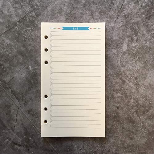 Nachfüllpapier für A5 21cm / A6 17cm 6 Löcher Cover Rund Ringbuch Ordner Aktenordner (ToDo Blue Paper, A6) von Suneke