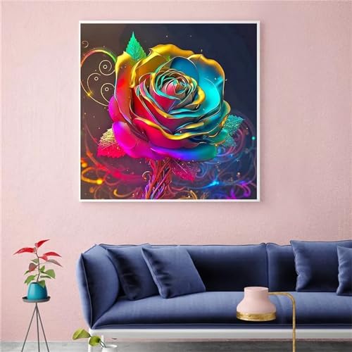 DIY Diamond Painting Set,Bunte Rose 5D Diamant Painting Bilder für Erwachsene Kinder Full Strassstein Stickerei Kreuzstich Diamant Mosaik Malerei Home Wall Room Decoration Round Drill,30x30cm DIY Diamond Painting Set,Bunte Rose 5D Diamant Painting Bilder für Erwachsene Kinder Full Strassstein Stickerei Kreuzstich Diamant Mosaik Malerei Home Wall Room Decoration Round Drill,30x30cm von Suneve